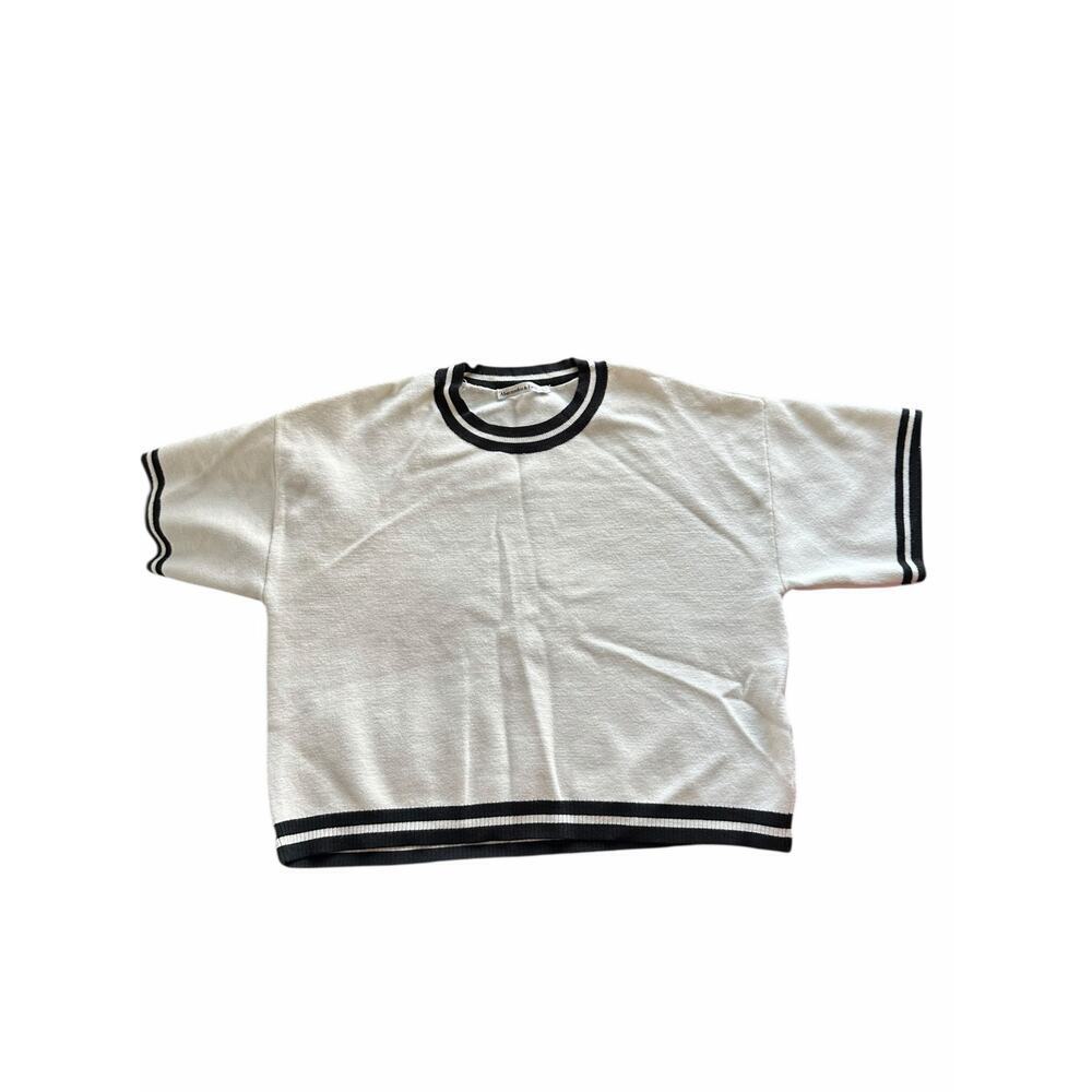 Abercrombie & Fitch Luxeloft Sweater Academia Crew Neck White Black Size Small